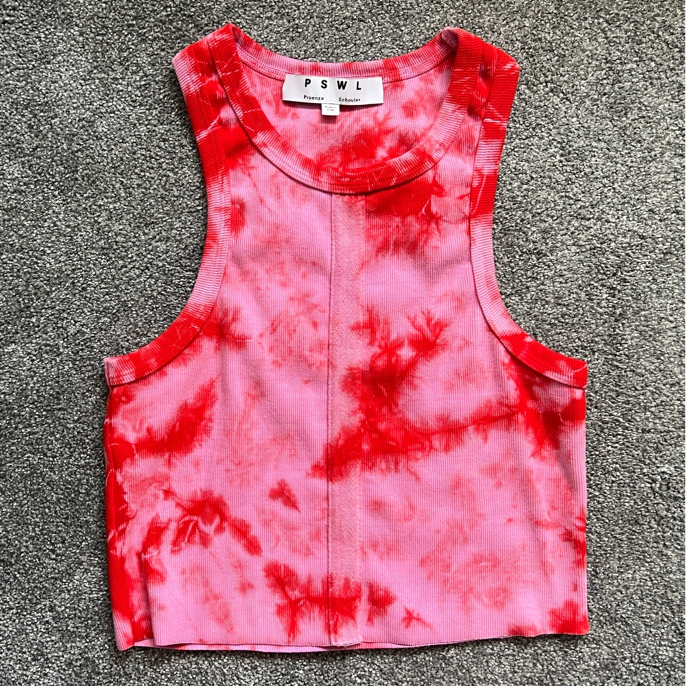 Proenza Schouler Red and Pink Tie-Dye Tank